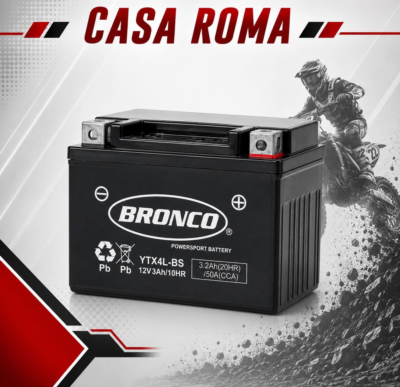 BATERIA BRONCO YTX4L-BS AGM C/GEL