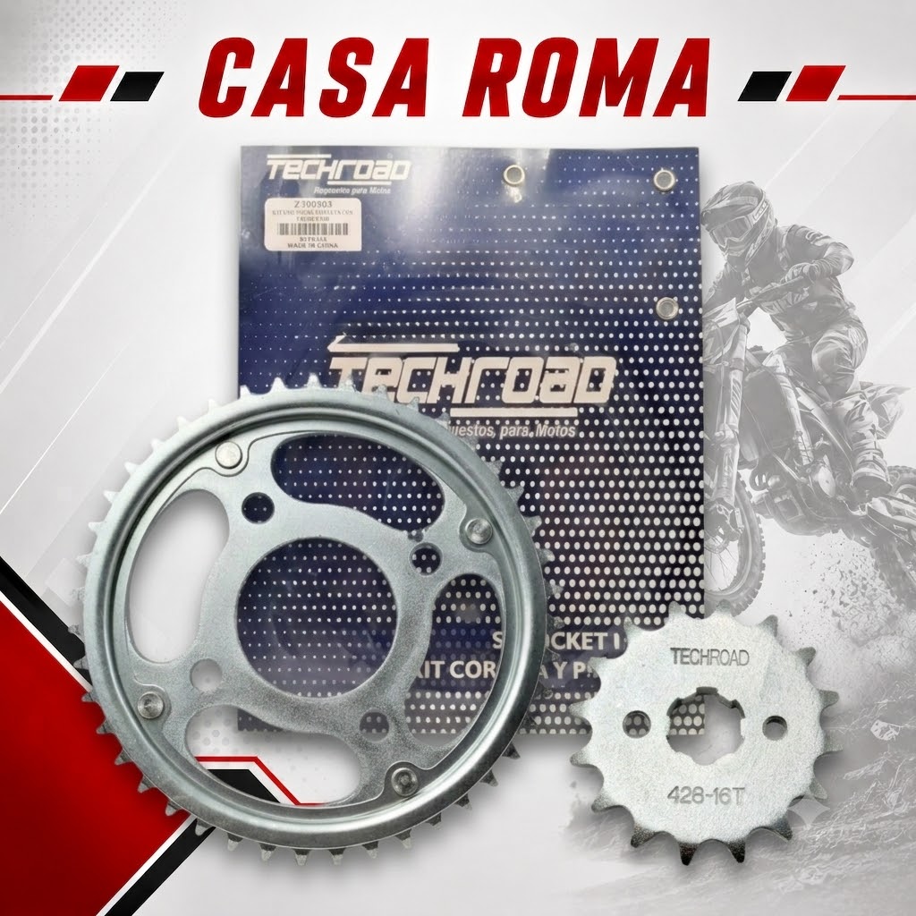 KIT DE CORONA Y PIÑON CG 150 TITAN CON PROTECTOR 43/16